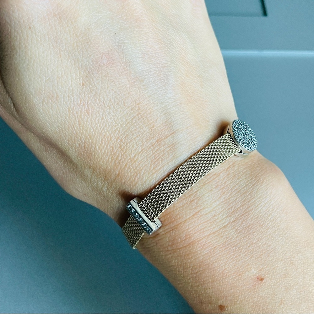 Pandora Reflexions Gold Plat Mesh Bracelet WITHOUT CLIP CHARMS - Picture 5 of 16